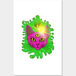 Psy cat - My parties start on Sundays - Catsondrugs.com - rave, edm, festival, techno, trippy, music, 90s rave, psychedelic, party, trance, rave music, rave krispies, rave flyer Posters and Art